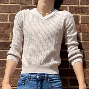 Vintage Cable knit V-neck Sweater